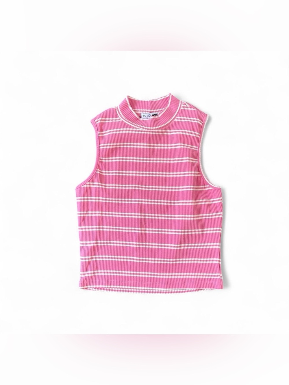 Pink and white striped crop top